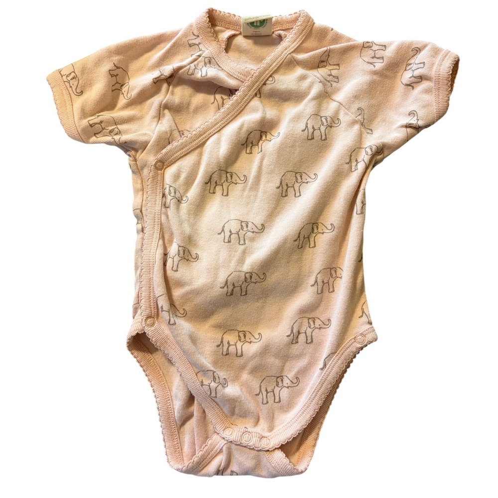 Nature Baby Organic Cotton Onesie Pink Elephant Bodysuit 3-6 Months 00